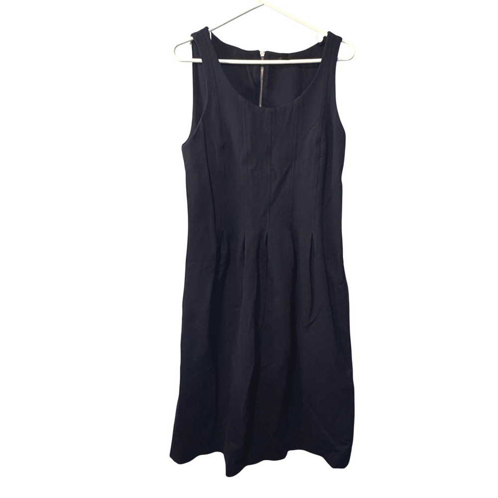 J.Crew Navy Blue Pleated Waist Sleeveless Ponte Sheath Dress A7523 Womens 14T‎